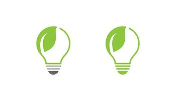 vecteur de conception de logo ampoule feuille verte