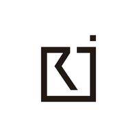Lettre rj flèche simple ligne carrée géométrique design symbole vecteur logo