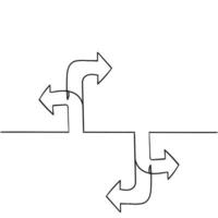 un dessin au trait continu de flèches de signalisation routière isolés sur fond blanc style dessiné à la main vecteur