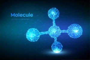 structure moléculaire. molécule abstraite low poly. adn, atome, neurones. molécules et formules chimiques. formation scientifique pour la médecine, la science, la chimie, la biologie. Illustration vectorielle polygonale 3D. vecteur