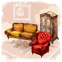 Illustration de croquis de meubles vecteur
