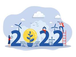 entreprise 2022 nouvel an esg ou projet de tendances de problèmes écologiques, préservant les ressources de la planète, illustration vectorielle à plat moderne vecteur