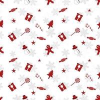 motif de répétition de silhouette d'objet de noël en couleur rouge sur fond de couleur blanc plat. modèle sans couture d'objet de Noël. vecteur