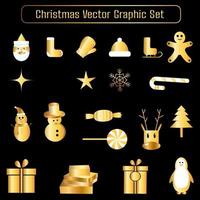 ensemble graphique de noël brillant doré vecteur