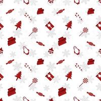 motif de répétition de silhouette d'objet de noël en couleur rouge sur fond de couleur blanc plat. modèle sans couture d'objet de Noël. vecteur