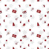 Motif de répétition d'objet de Noël à bord rond créé en couleur re sur fond blanc, motif de Noël sans couture. vecteur