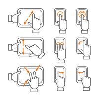 Gestes smartphone décrivent ensemble d&#39;icônes vecteur