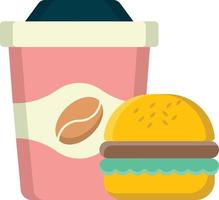 icône plate burger et café vecteur