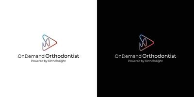 création de logo de spécialiste en orthodontie dentaire moderne et sophistiquée vecteur