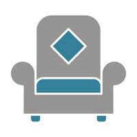 icône de deux couleurs de glyphe de fauteuil vecteur