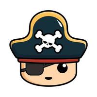 mascotte de pirate mignonne et adorable. illustration vectorielle. vecteur