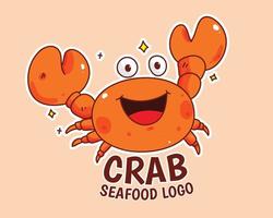 mignon chef et crabe fruits de mer logo mascotte personnage nourriture restaurant dessin animé vecteur