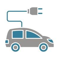 icône de deux couleurs de glyphe de voiture écologique vecteur