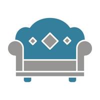 icône de deux couleurs de glyphe de canapé vecteur