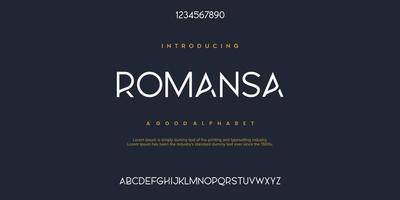 polices de l'alphabet moderne minimal abstrait romansa. illustration vectorielle de typographie technologie vecteur