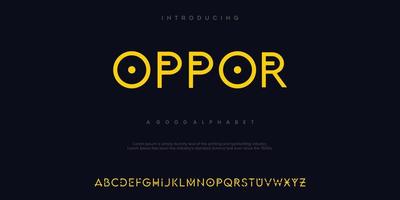 Opport polices alphabétiques modernes minimales abstraites. illustration vectorielle de typographie technologie vecteur