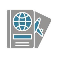icône de deux couleurs de glyphe de passeport vecteur