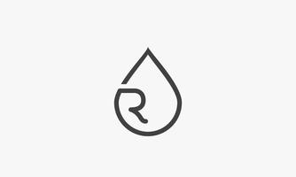 r lettre logo goutte d'eau concept isolé sur fond blanc. vecteur