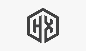 logo de lettre hexagonale hx isolé sur fond blanc. vecteur