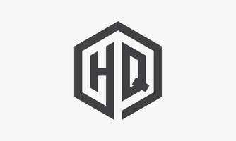 logo de lettre hexagonale hq isolé sur fond blanc. vecteur
