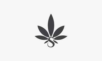 lettre s avec concept de logo de feuille de marijuana isolé sur fond blanc. vecteur