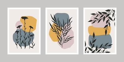 silhouettes de plantes minimalistes posters vecteur