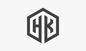 logo de lettre hexagonale hk isolé sur fond blanc. vecteur