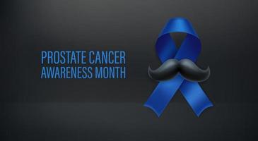 ruban de soie bleu de sensibilisation au cancer de la prostate. bannière de vecteur avec inscription