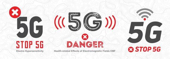 Les réseaux 5g provoquent une électrohypersensibilité. les futures antennes de connexions mobiles plus rapides sont mauvaises pour notre santé vecteur