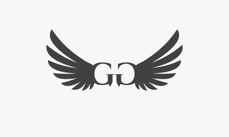 concept d'ailes de logo d'aile gg. isolé sur fond blanc. vecteur