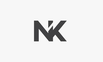 nk lettre logo isolé sur fond blanc. vecteur