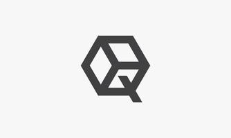 concept de conception de logo cube lettre q sur fond blanc. vecteur