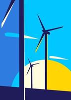 affiche avec des centrales éoliennes. vecteur