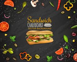 Affiche publicitaire de fond de tableau de sandwich frais vecteur
