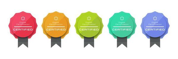 badge logo pour certificat technique, analyste, internet, données, conférence, etc. logo certifié numérique réalisations vérifiées entreprise ou entreprise. illustration de certificat de vecteur. vecteur