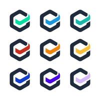 modèle d'entreprise de logo de paiement financier avec icône de liste de contrôle et vecteur multicolore hexagonal