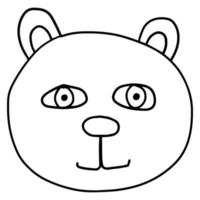 visage d'ours doodle dessinés à la main, tête vecteur