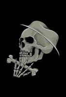 crâne avec chapeau et illustration d'oeuvre d'os vecteur