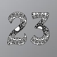 numéro 23 avec mandala. ornement décoratif dans un style oriental ethnique. page de livre de coloriage vecteur