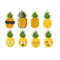 ensemble de dessin animé mignon d'ananas vecteur