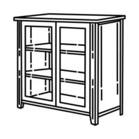icône de cuisine armoires en bois. doodle dessinés à la main ou style d'icône de contour vecteur