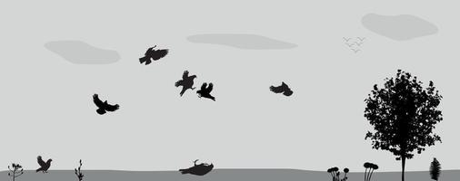 les oiseaux volent dans la nature. illustration vectorielle. vecteur
