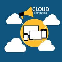 concept de cloud computing sur différents appareils électroniques. vecteur