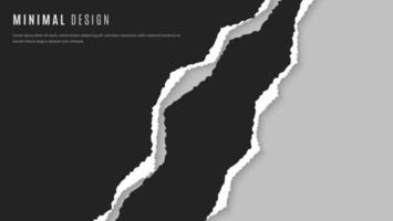 papier noir abstrait minimal déchiré dans la conception de fond blanc vecteur