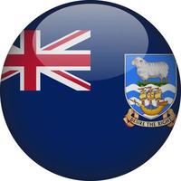 Îles Malouines 3d drapeau national arrondi icône bouton illustration vecteur