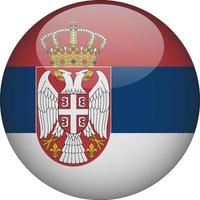 l'icône du bouton drapeau national arrondi 3d de la serbie vecteur