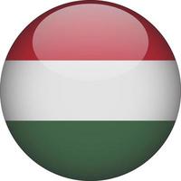 hongrie 3d drapeau national arrondi icône bouton illustration vecteur
