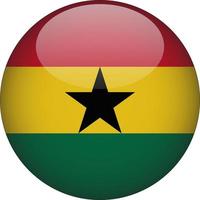 illustration de l'icône du bouton drapeau national arrondi 3d du ghana vecteur