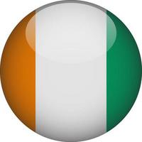 Côte d'Ivoire 3d drapeau national arrondi icône bouton illustration