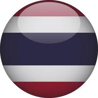 icône de bouton drapeau national arrondi 3d de la thaïlande vecteur